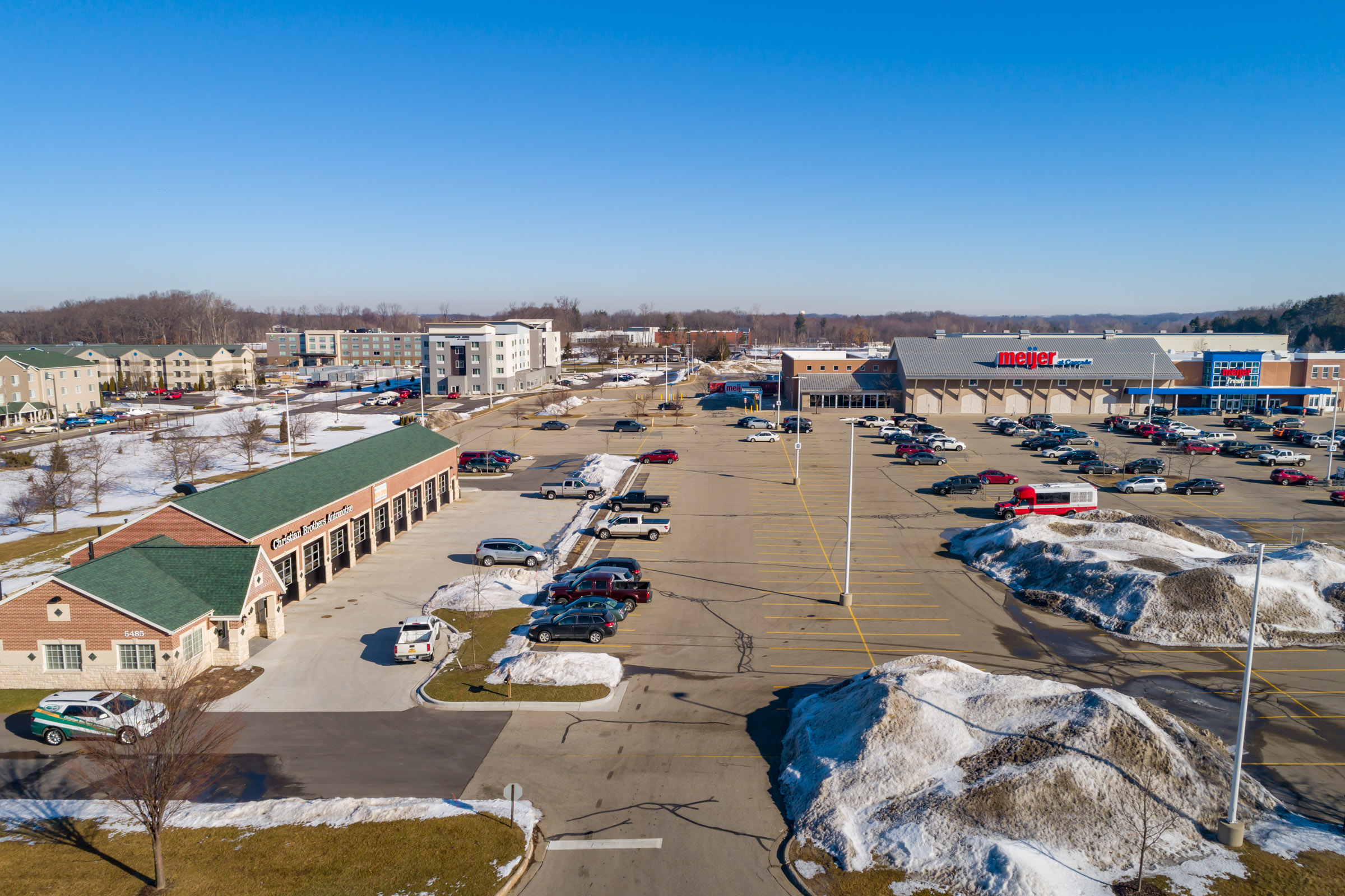 Aerial shot of CBAC and it's location to surrounding businesses